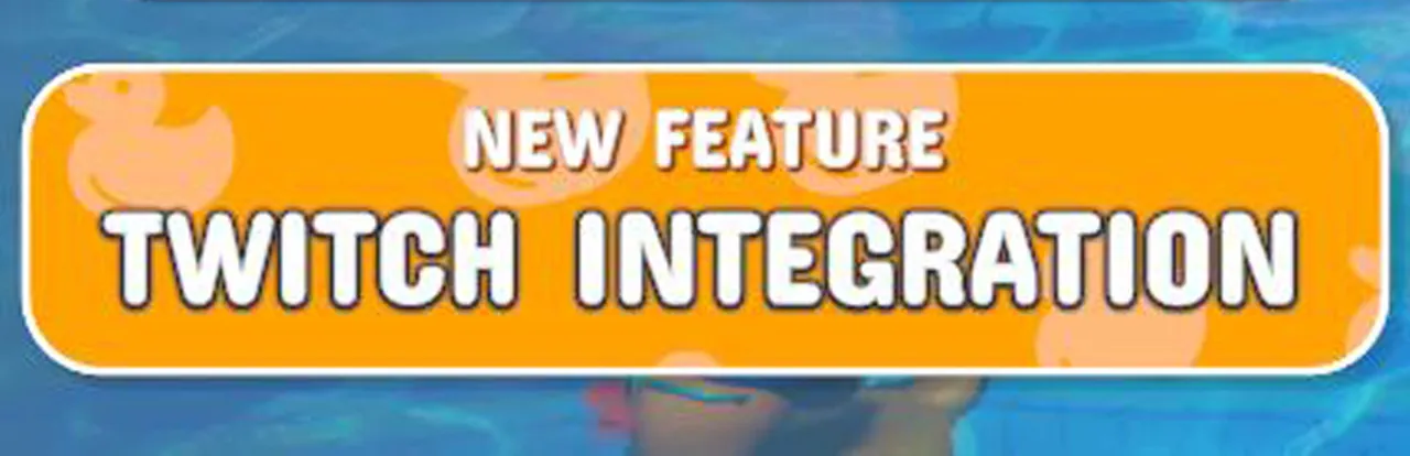 Waterpark Simulator's orange New Feature: Twitch Integration banner